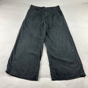 SHORT American Eagle Charcoal Linen Blend High Rise Wide Leg Trouser Pant 12S